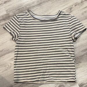 H&M Black and Cream Striped Tee